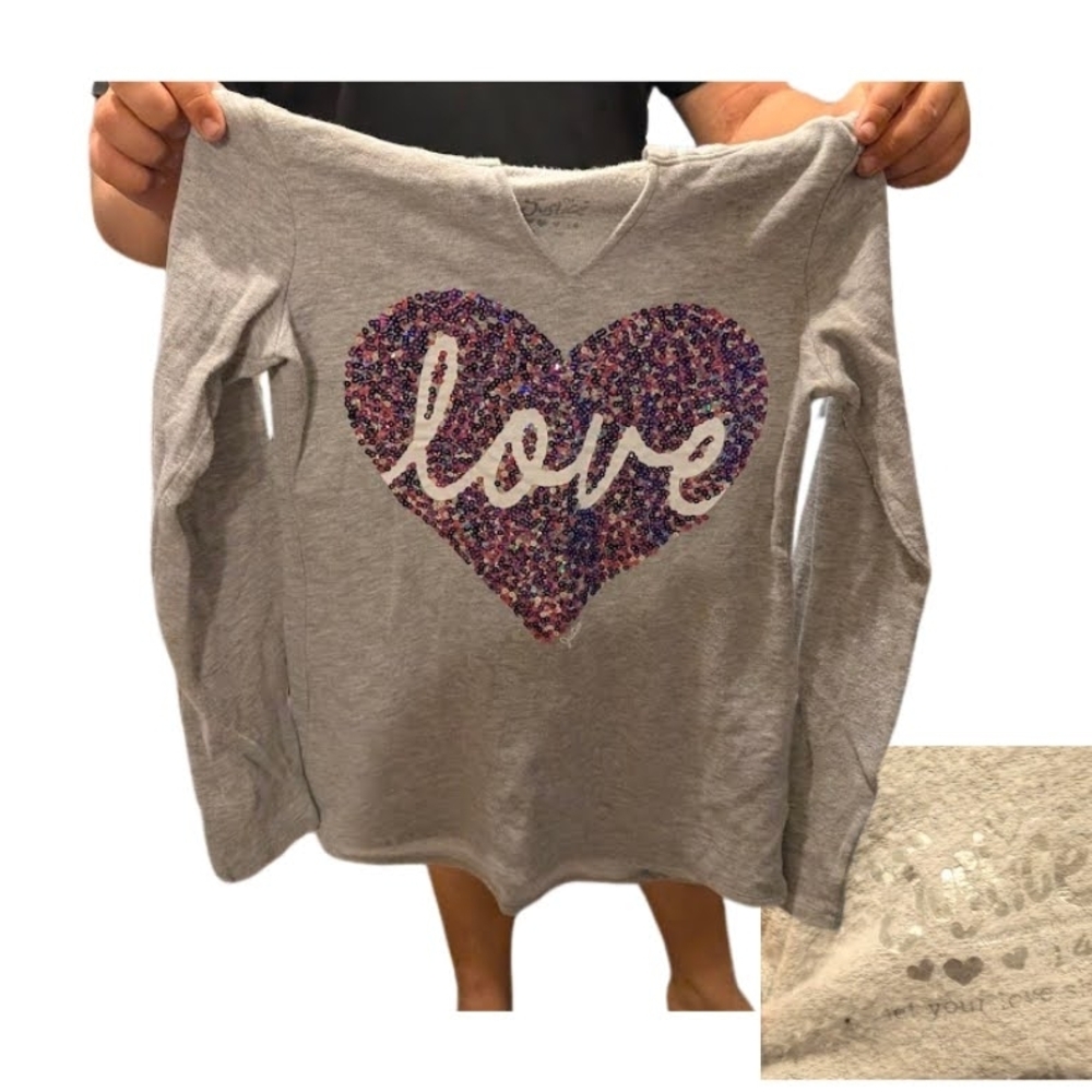 Justice Gray Long Sleeve Tee with Purple Heart Design